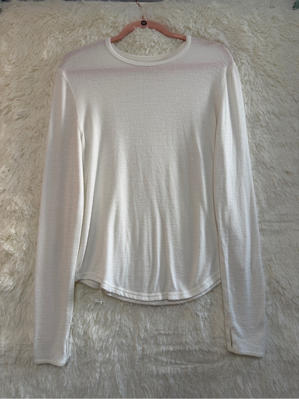 Abercrombie & Fitch Womens Soft & Cozy Long Sleeve Tee L White Layers Thumbholes